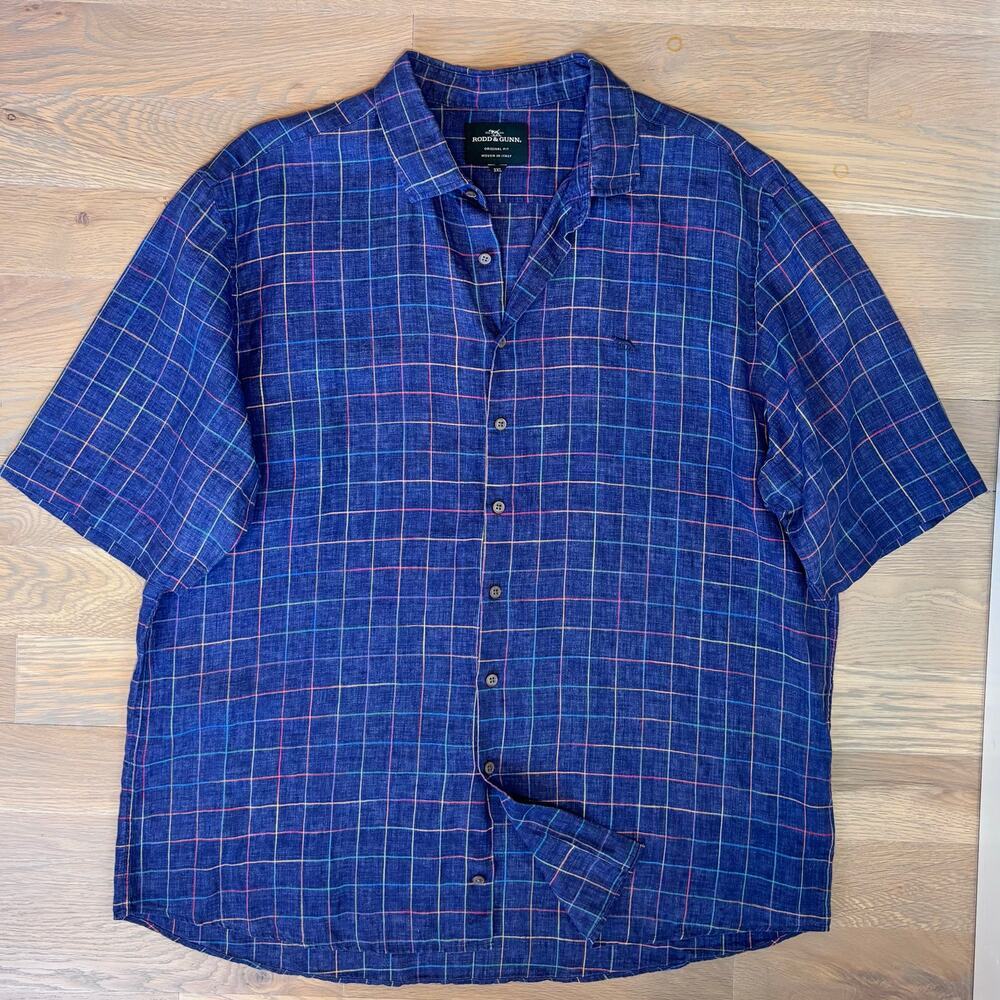 Rodd & Gunn Avonden Check Italian Linen Shirt Button Up Short Sleeve Mens 3X